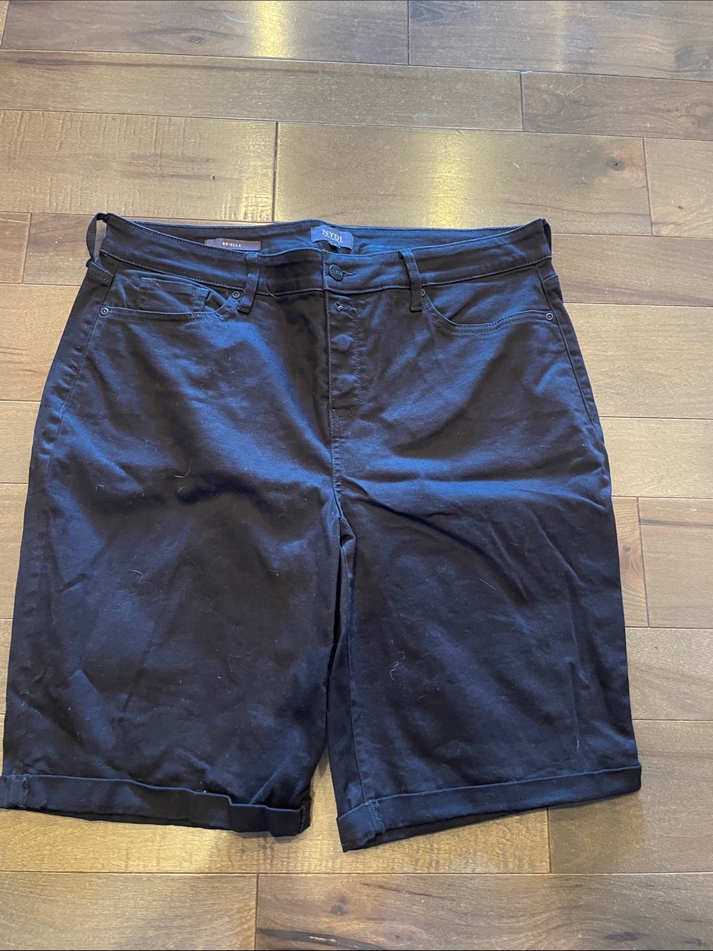 NYDJ Black Flat-Front Cuffed Bermuda Shorts